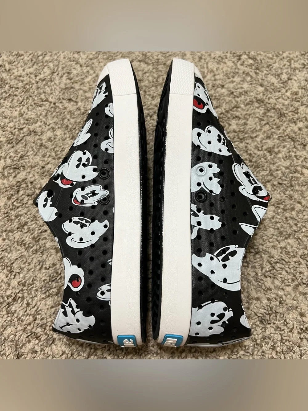 Native Jefferson Disney Mickey Mouse Print Black Slip-On Water Shoe Unisex M6/W8